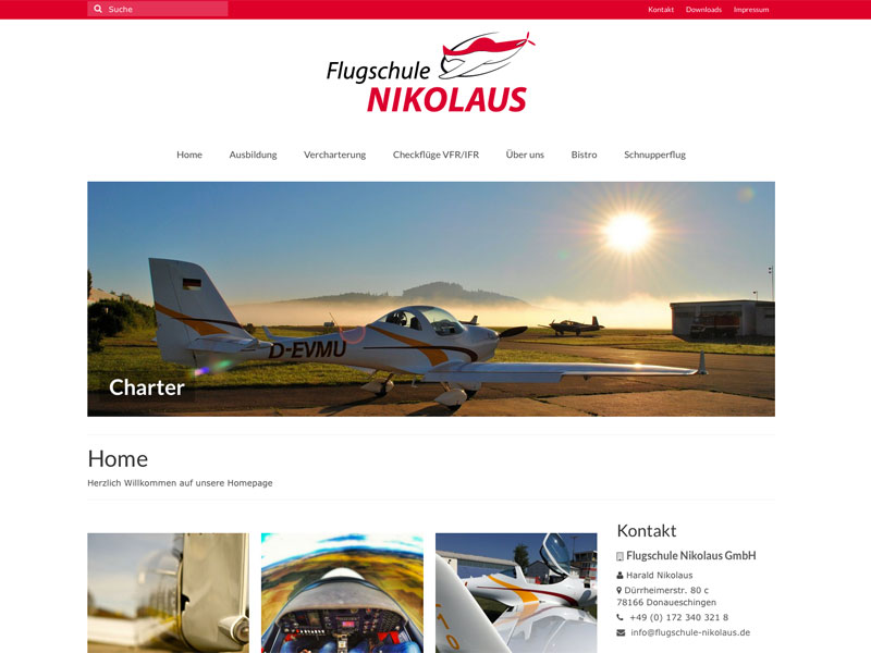 Di2 Ideenschmiede Werbeagentur News Flugschule Nikolaus Website