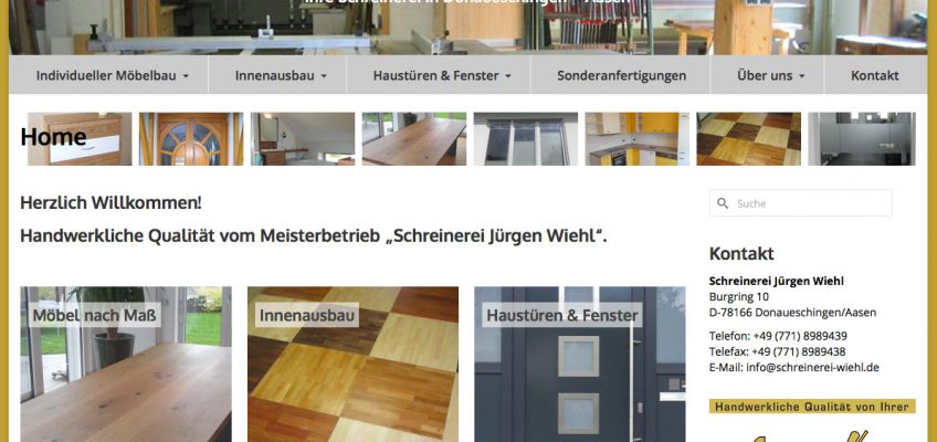 Di2 Ideenschmiede Werbeagentur News Schreinerei Jürgen Wiehl Website