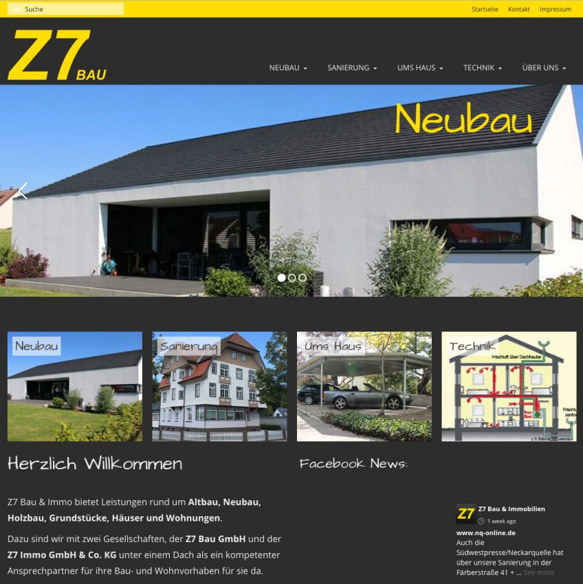 Di2 Ideenschmiede Werbeagentur News Z7 Bau Website