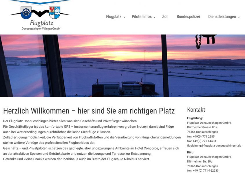 Neue Webseite Flugplatz Donaueschingen