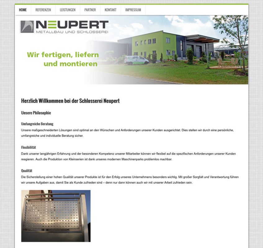 Di2 Ideenschmiede Werbeagentur News Schlosserei Neupert Website